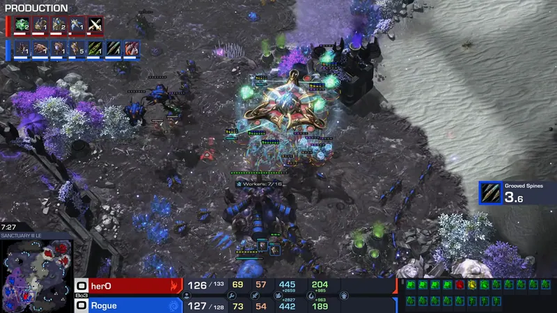 공격적 대규모 소환으로 앞마당에 군대 투입: LowkoTV 중계 7:34